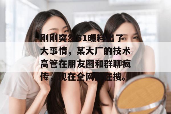 刚刚突然51曝料出了大事情,某大厂的技术高管在朋友圈和群聊疯传,现在全网都在搜。 刚刚突然51曝料出了大事情,某大厂的技术高管在朋友圈和群聊疯传,现在全网都在搜。