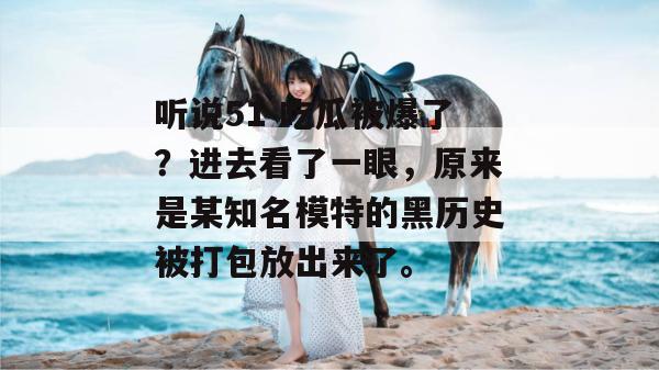 听说51 吃瓜被爆了？进去看了一眼，原来是某知名模特的黑历史被打包放出来了。